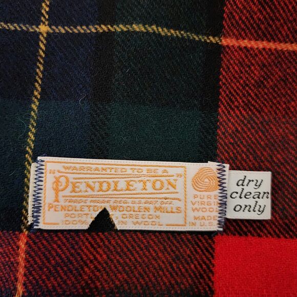 Vtg Pendleton 100% Virgin Wool Long Scarf Tartan Plaid Red Green Blue Black 90" - Picture 6 of 6